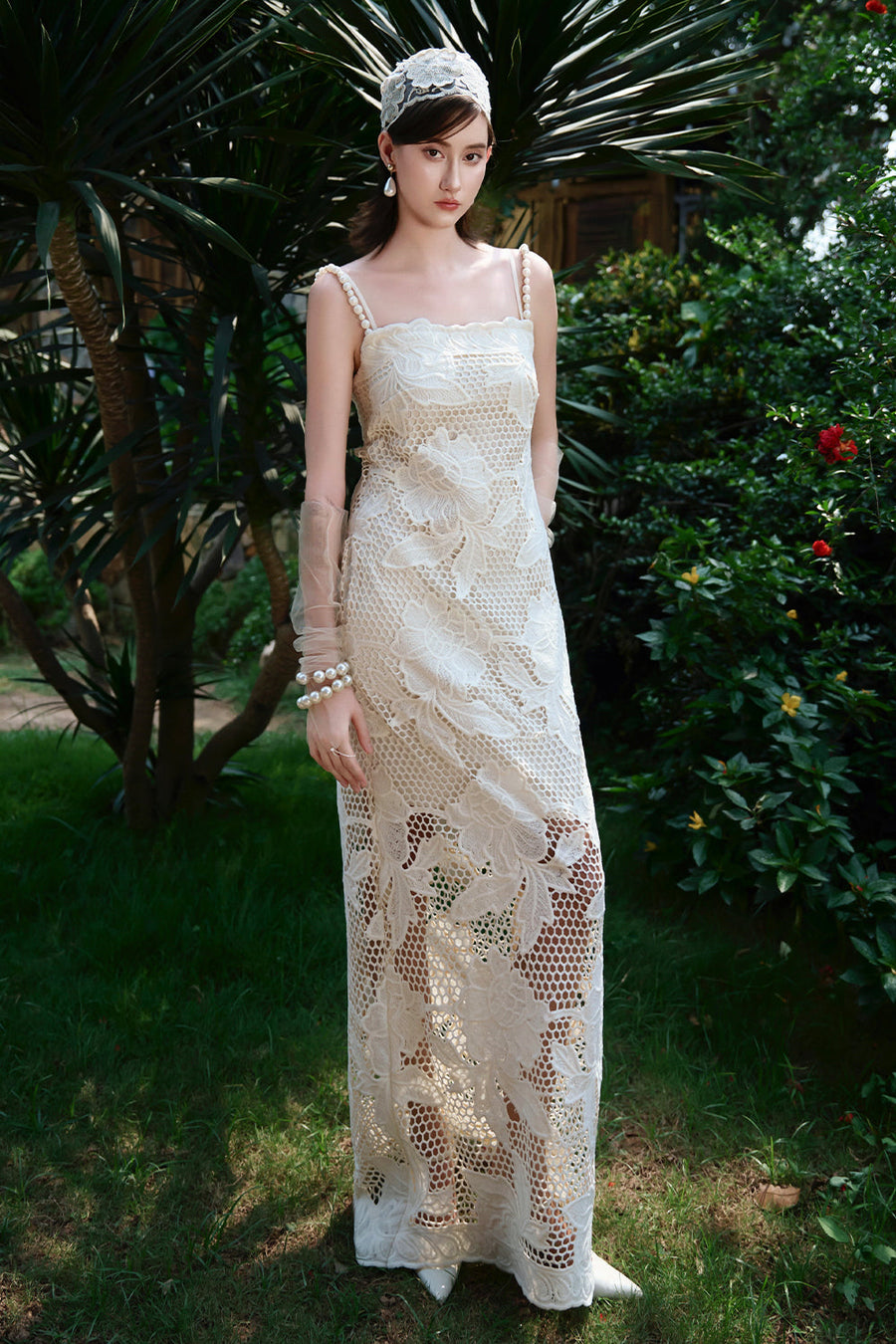 Coastal Square Neck Lace Maxi Dress 1