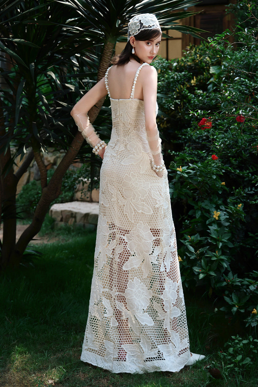 Coastal Square Neck Lace Maxi Dress 4