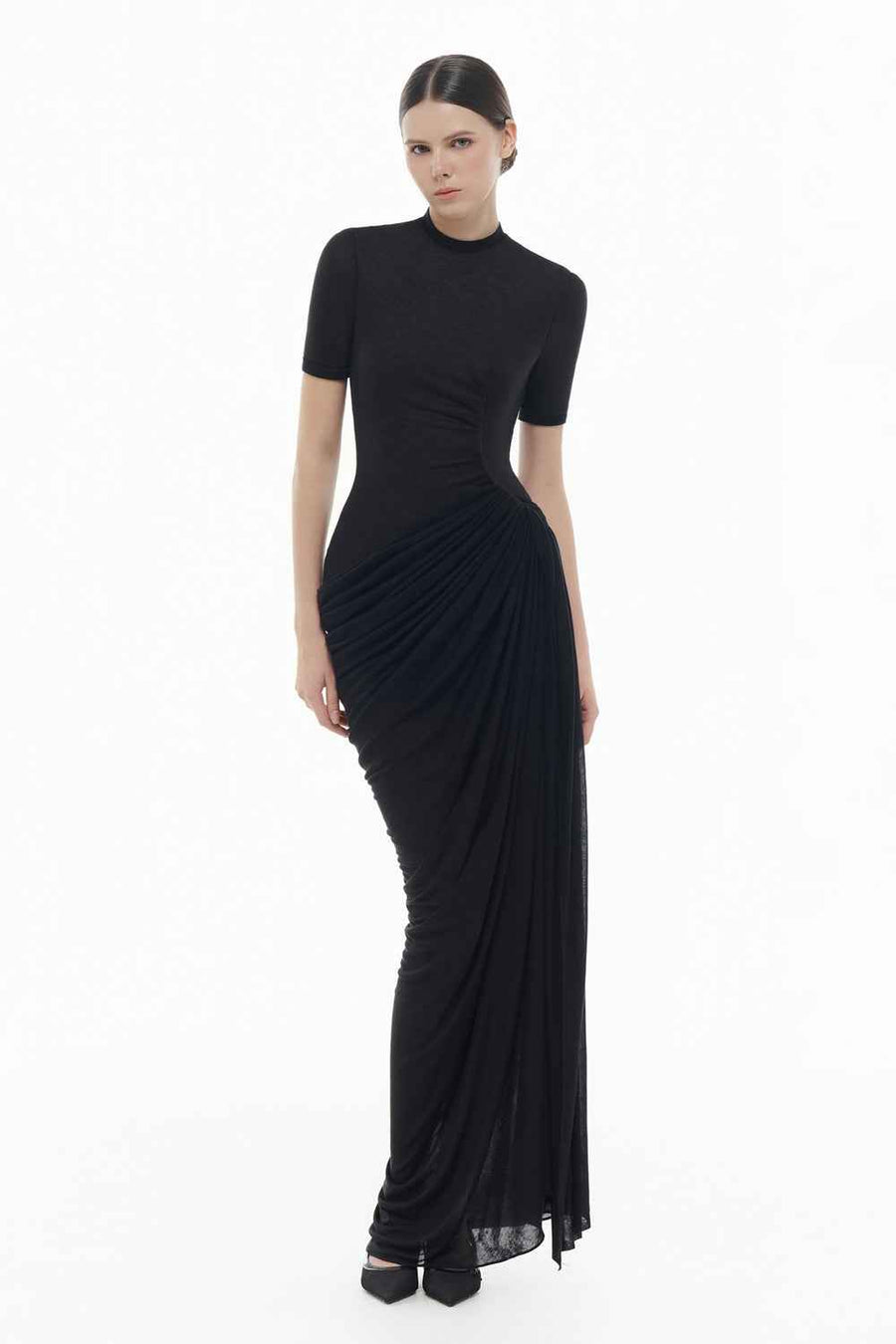 Colette High Neck Draped Maxi Dress