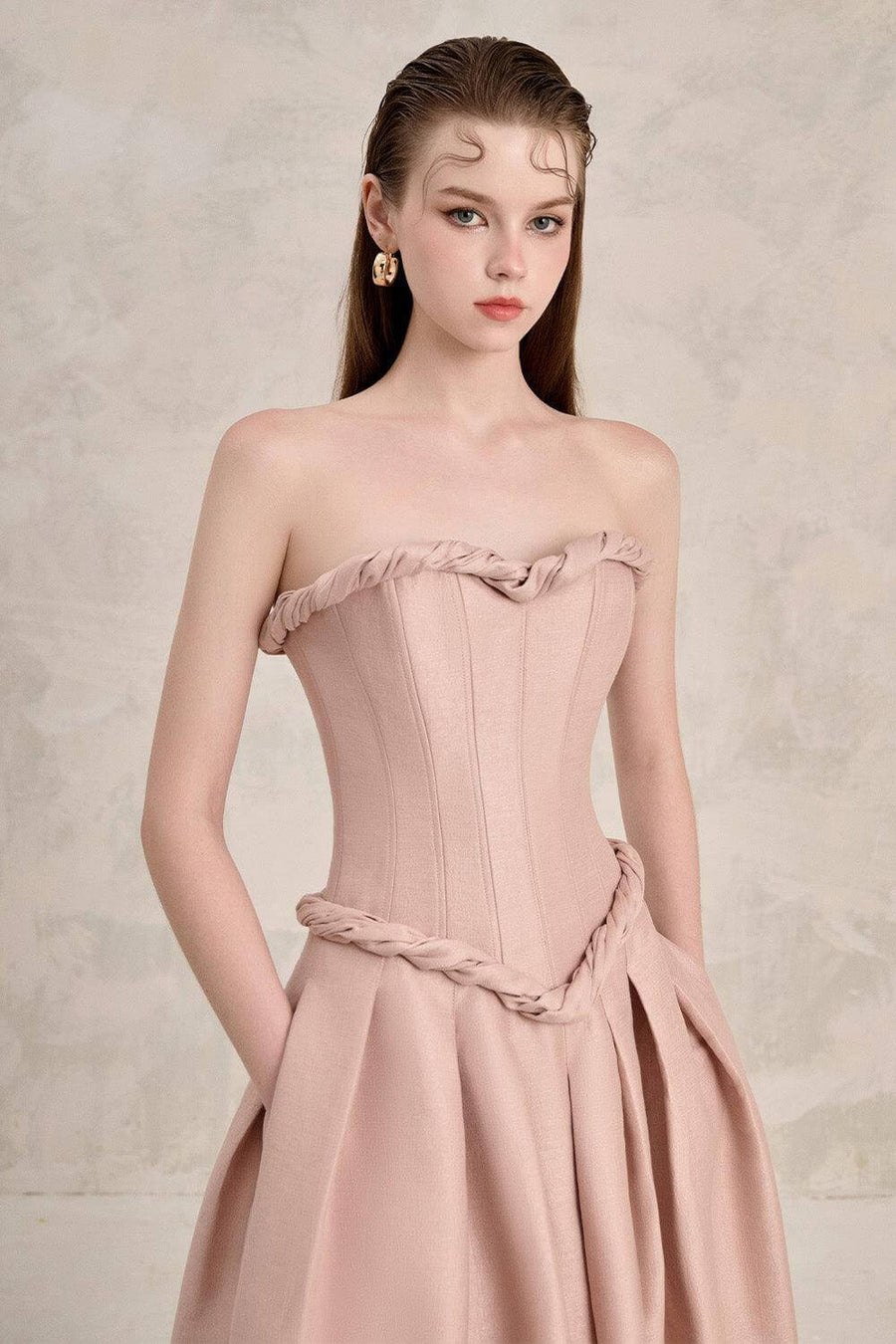 Coralie Bubble Semi-Heart Neck Taffeta Midi Dress Midi Dress LINH PHUNG