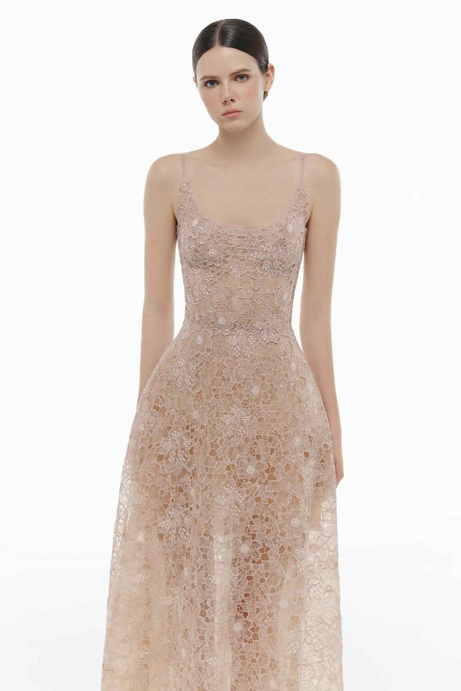 Coralie Scoop Applique Midi Dress