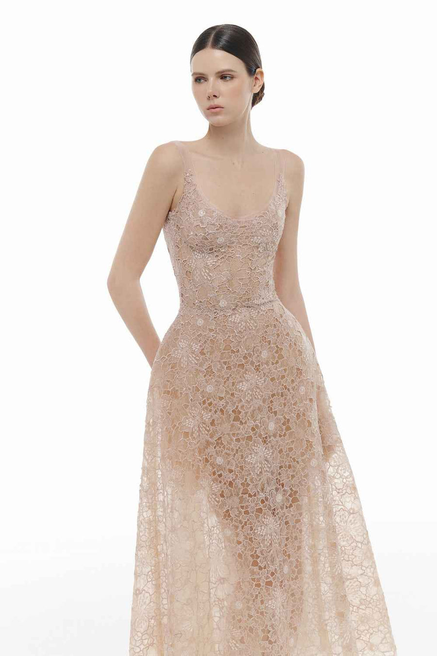 Coralie Scoop Applique Midi Dress