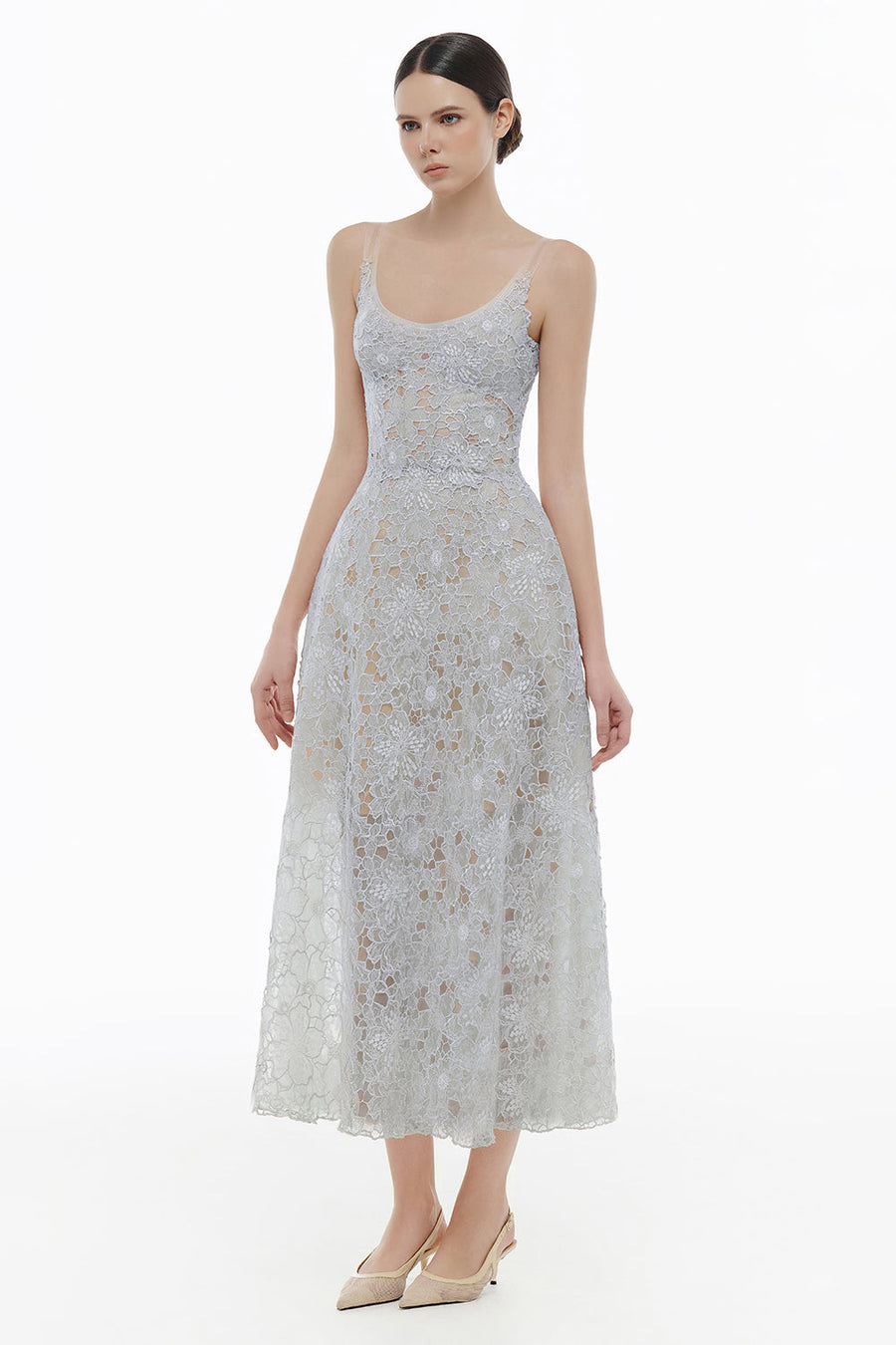 Coralie Scoop Applique Midi Dress 9