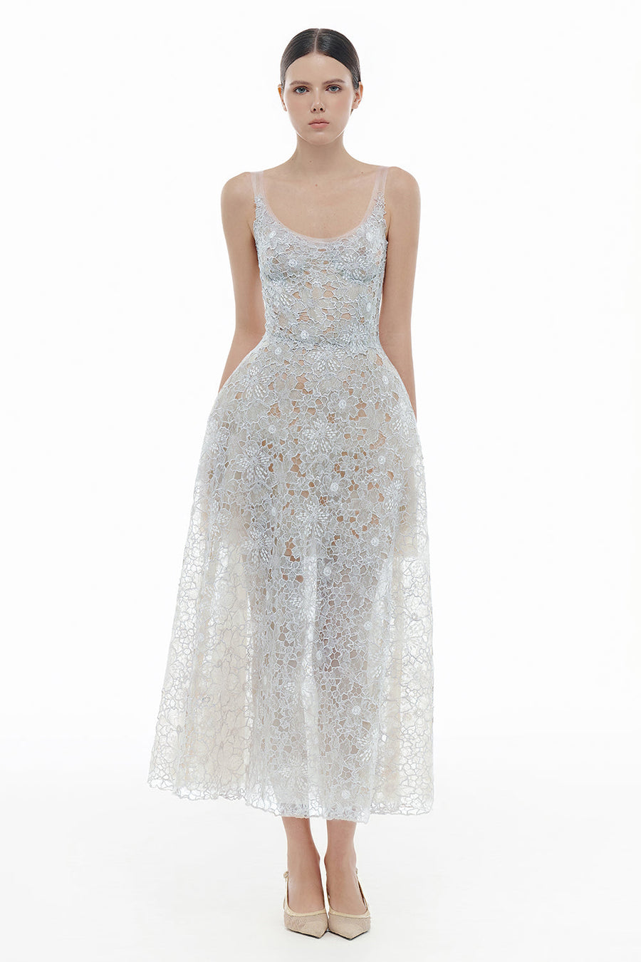 Coralie Scoop Applique Midi Dress 8