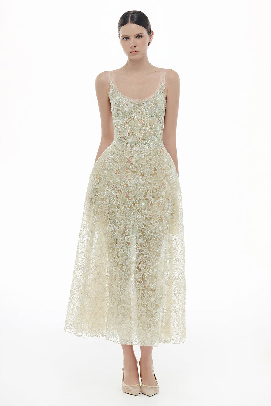 Coralie Scoop Applique Midi Dress 13