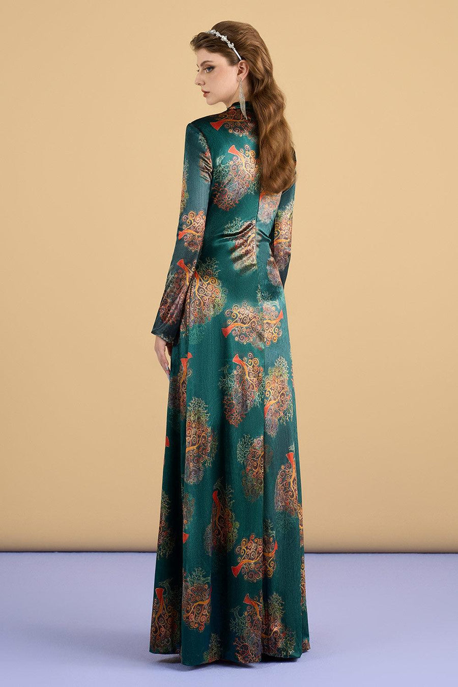 Legacy Sheath Mock Neck Brocade Floor Length Dress Maxi Dress Cordia