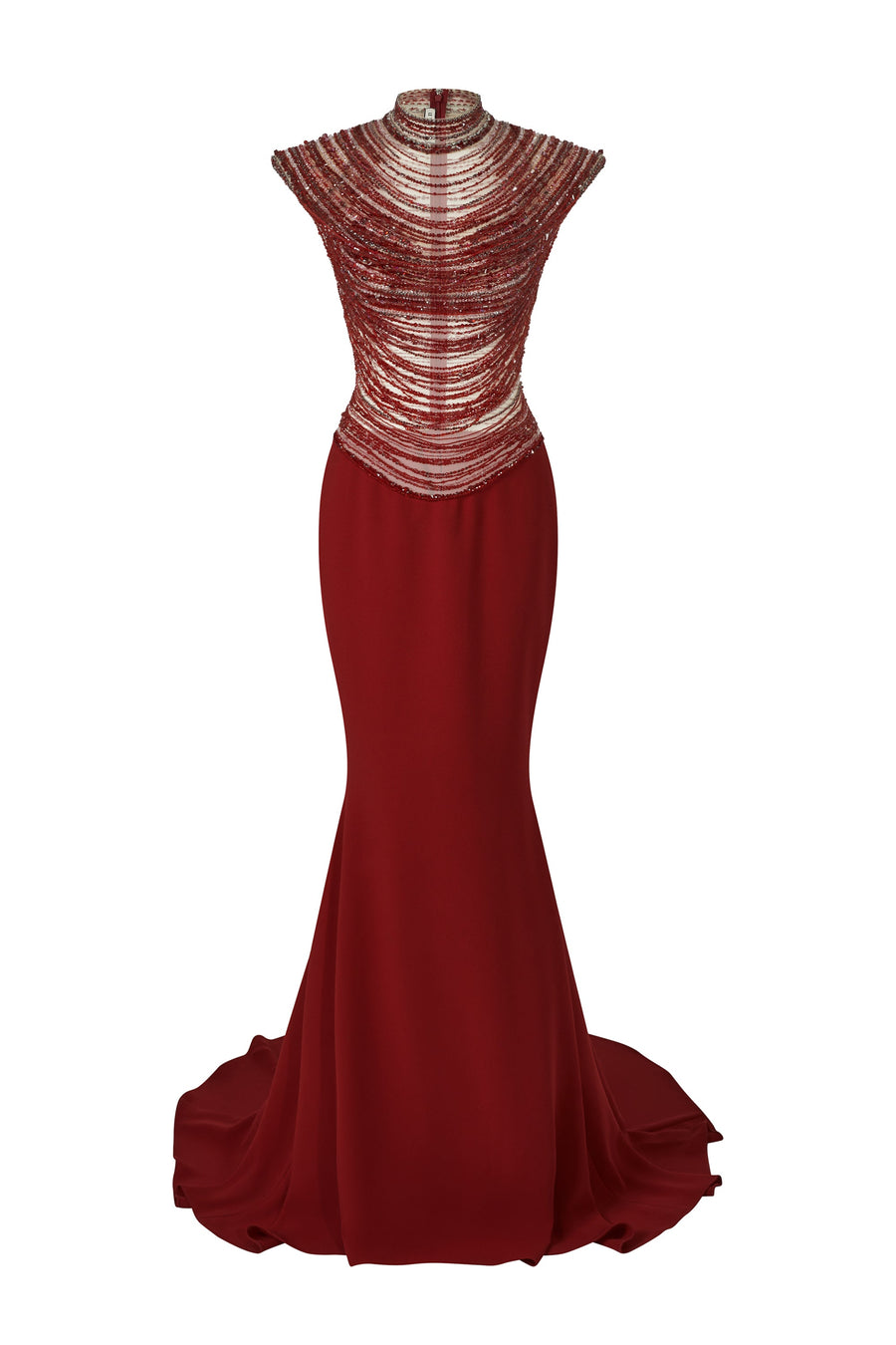 Crimson Mermaid Rhinestone Maxi Dress 1