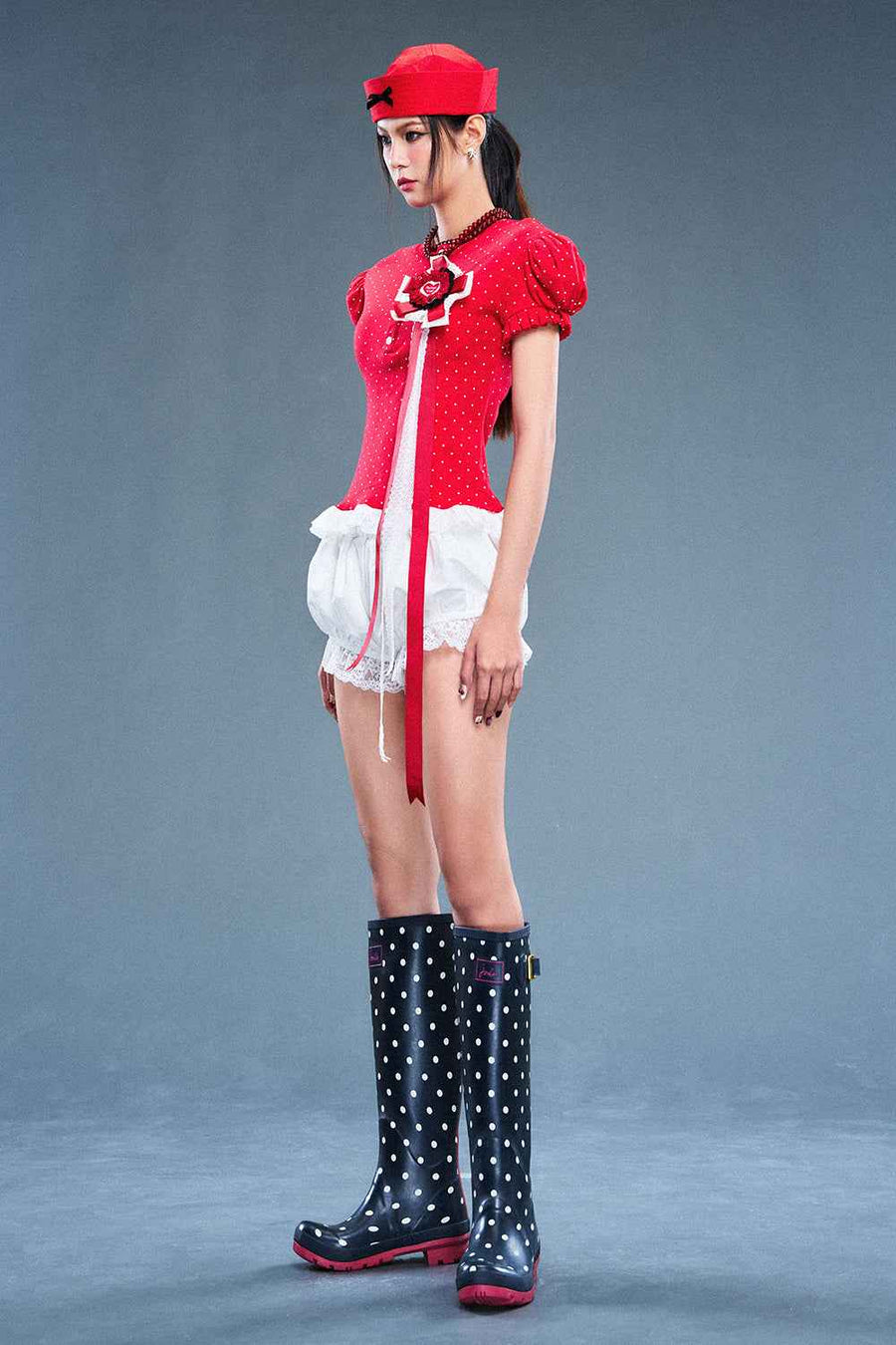 Crimson Puff Sleeve Cotton Top