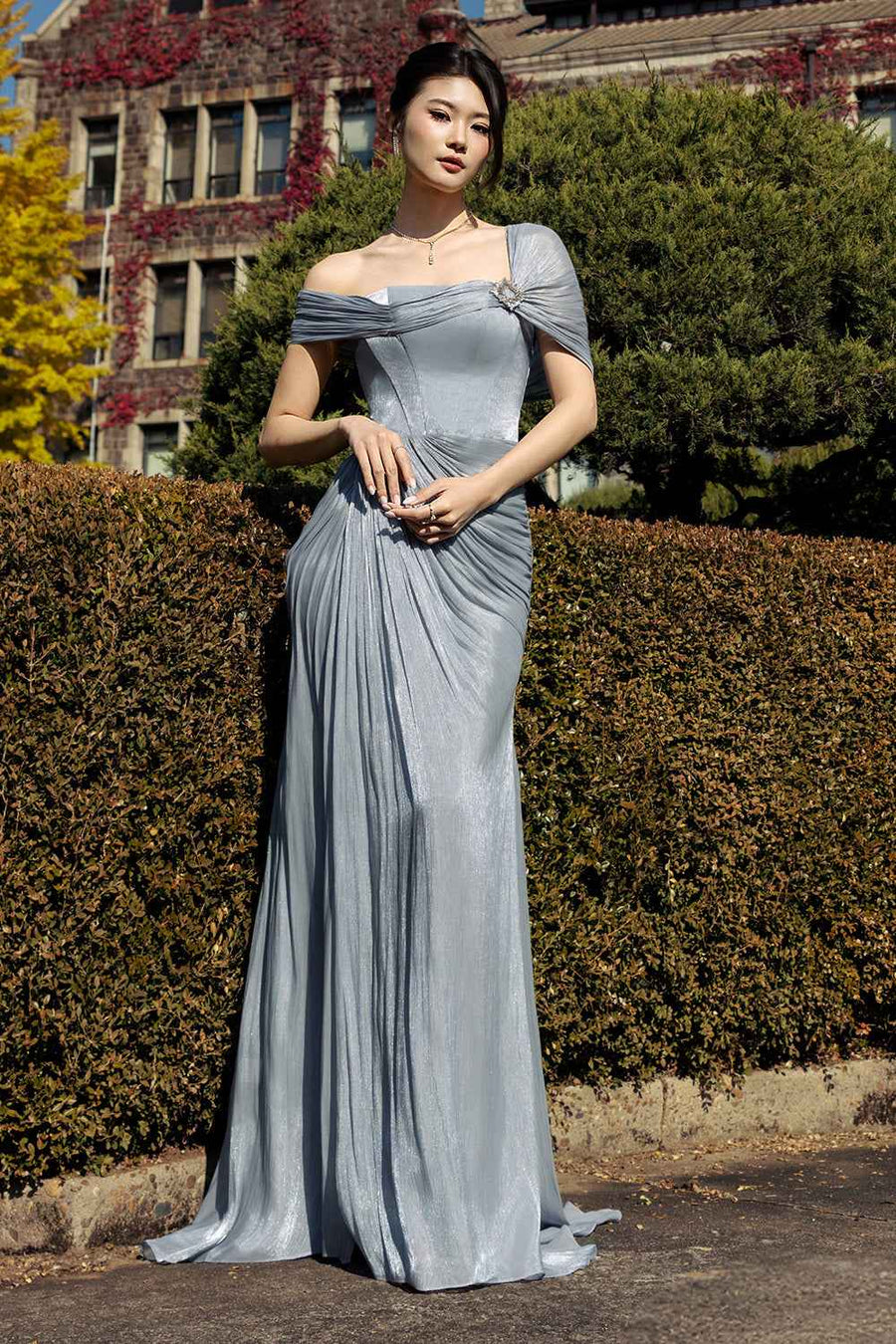 Crystelle Off-Shoulder Draped Maxi Dress