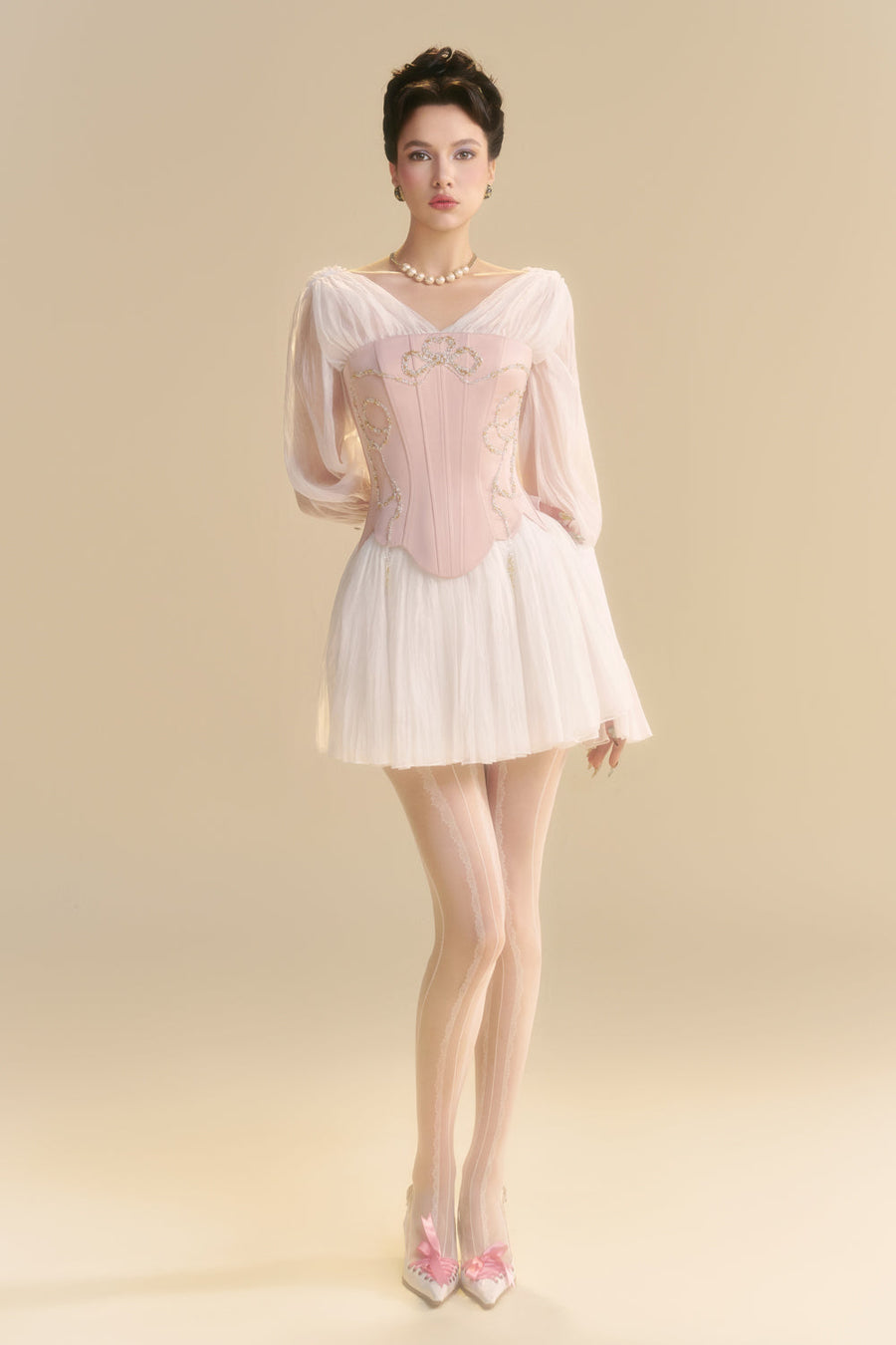 Cyralyn V-Neck Gathering Mini Dress 7