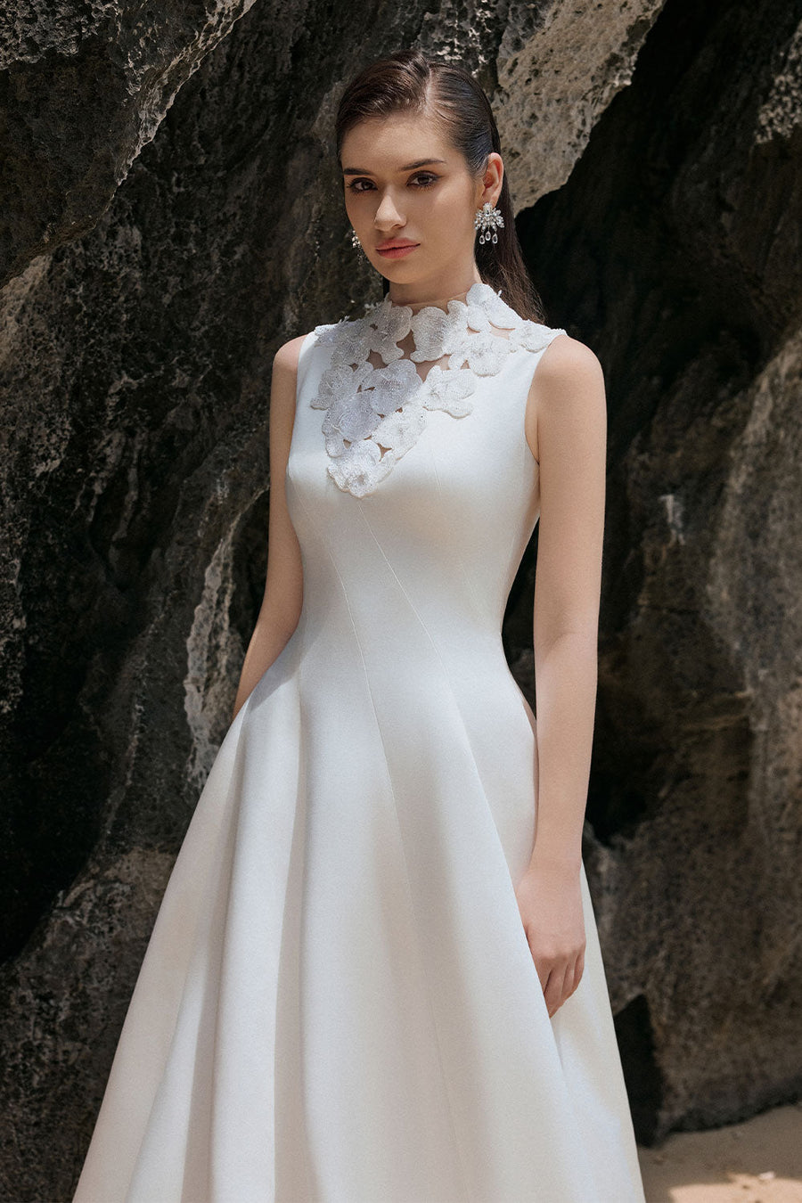 Mabel A-line Wavy Satin Floor Length Dress 2