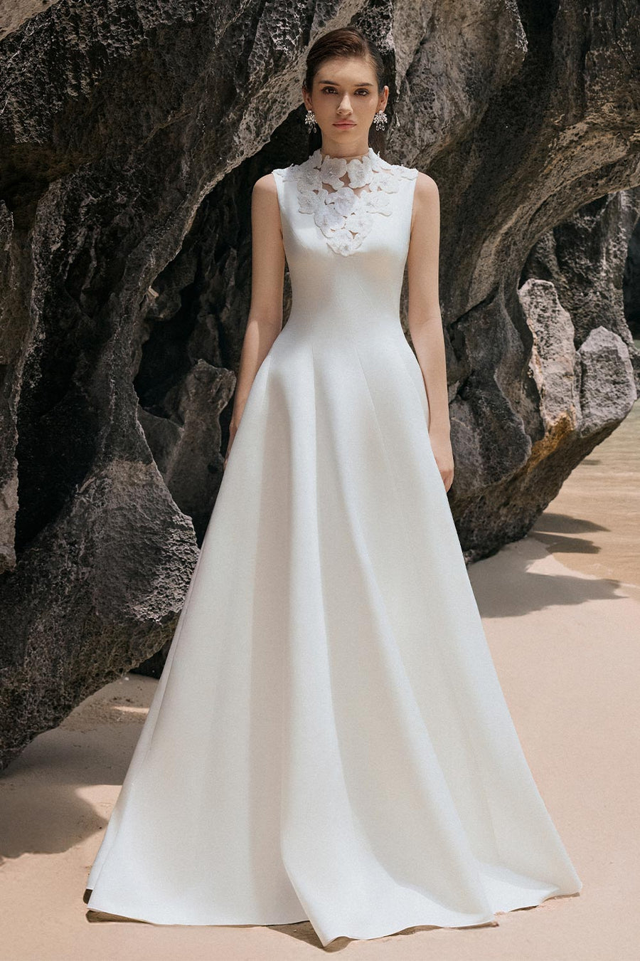Mabel A-line Wavy Satin Floor Length Dress 1