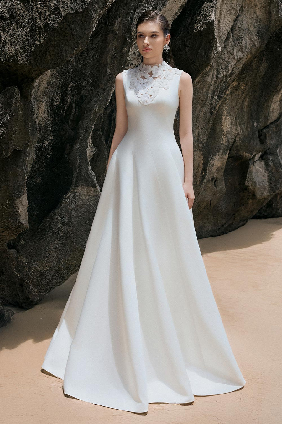 Mabel A-line Wavy Satin Floor Length Dress 5