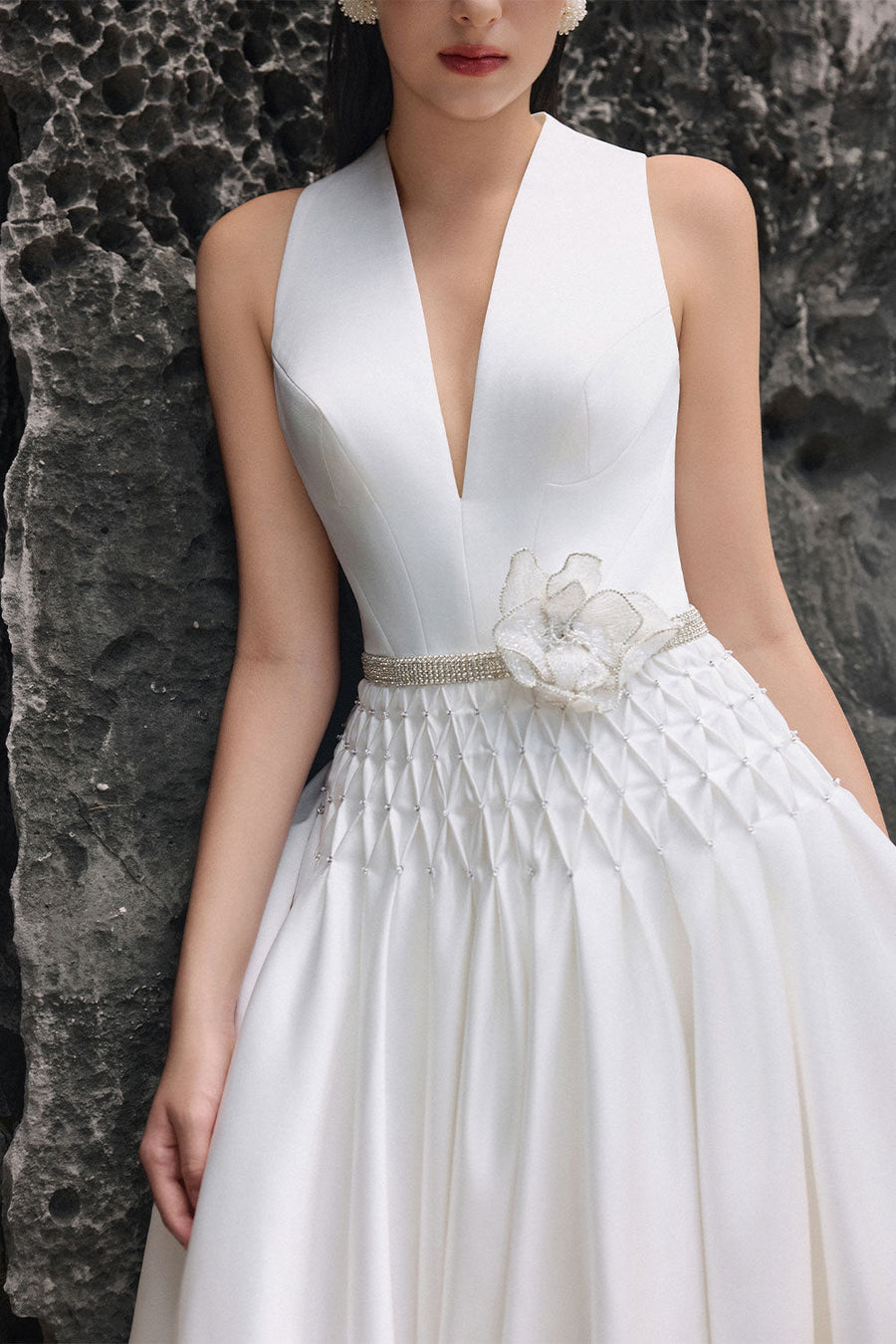 Adelynn Drop Waist Flared Taffeta Floor Length Dress 2