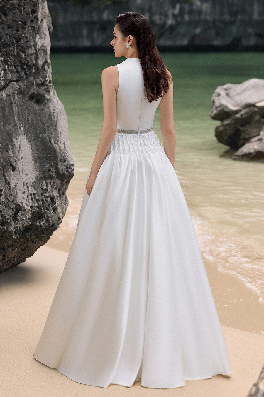 Adelynn Drop Waist Flared Taffeta Floor Length Dress 6