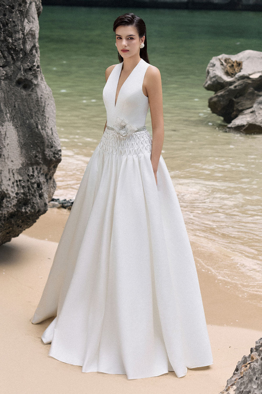 Adelynn Drop Waist Flared Taffeta Floor Length Dress 7