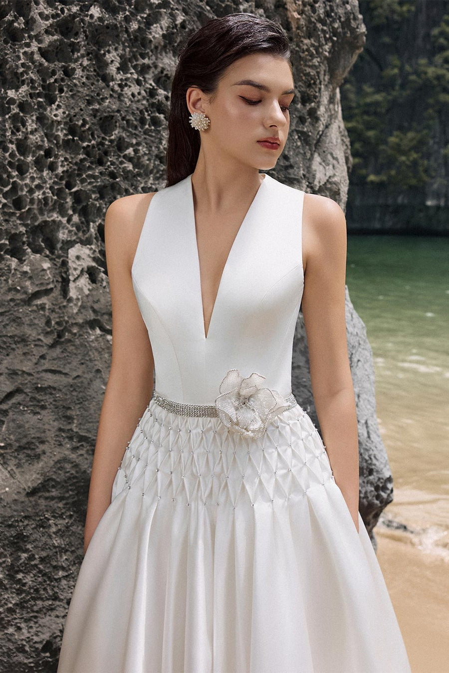 Adelynn Drop Waist Flared Taffeta Floor Length Dress 3