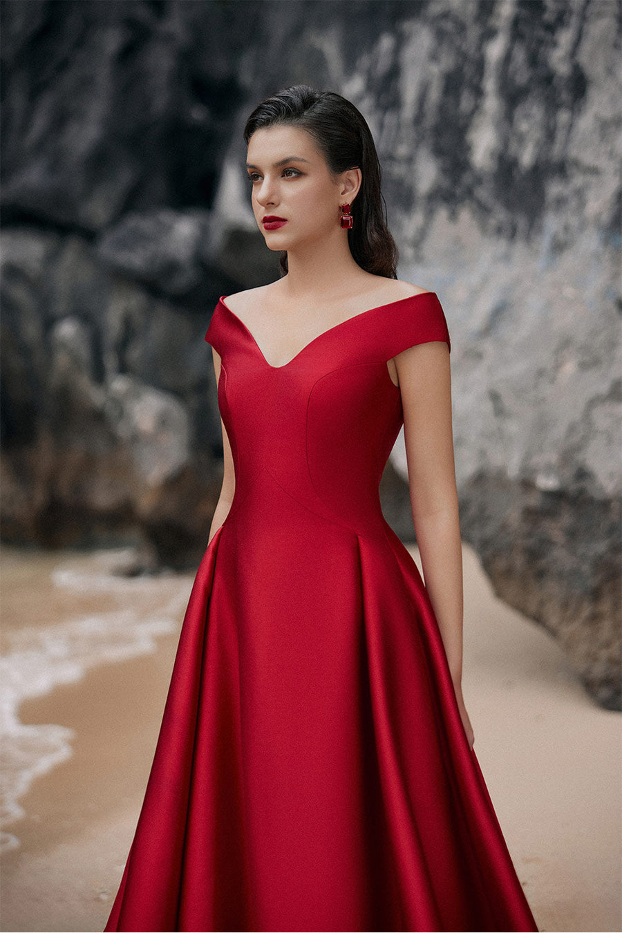 Emma Ball Gown Off-Shoulder Taffeta Extra Long Length Dress 2