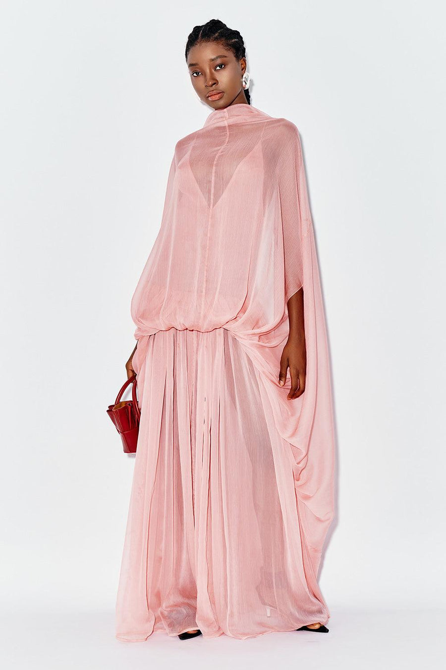 Carnation Blouson Gathered Chiffon Maxi Dress Maxi Dress DAS LA VIE