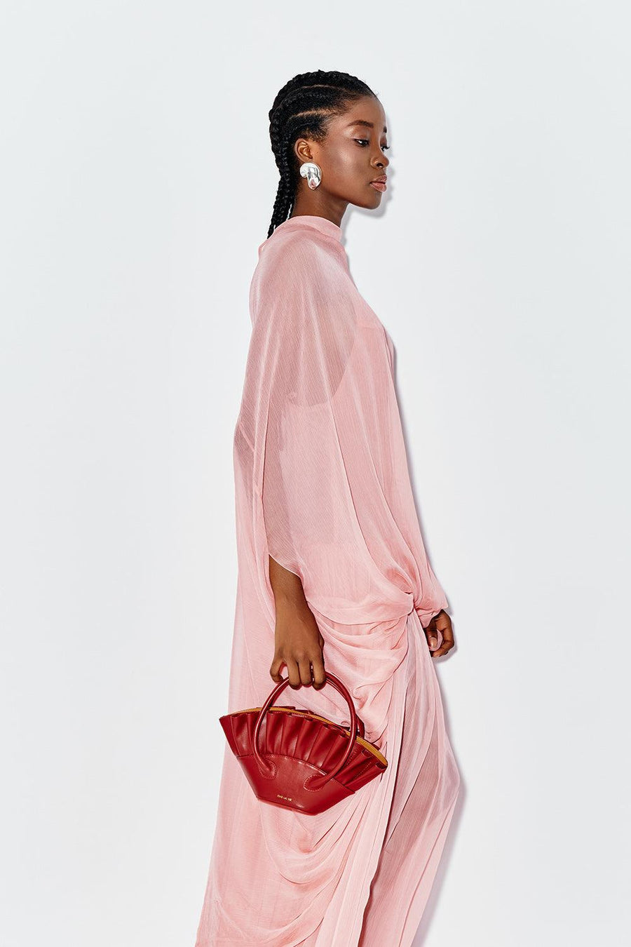 Carnation Blouson Gathered Chiffon Maxi Dress Maxi Dress DAS LA VIE
