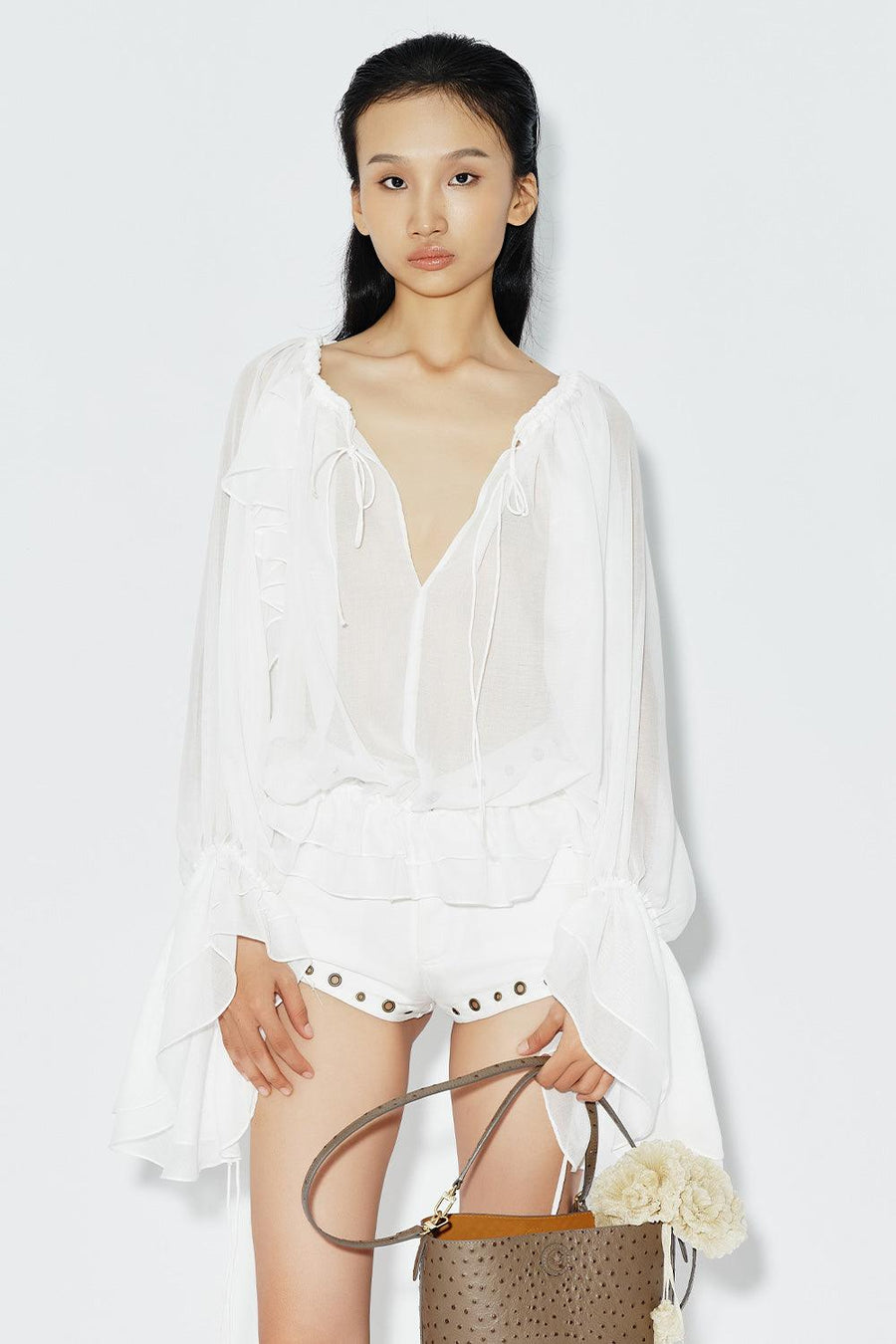 Cactus Straight Tie String Chiffon Extra Short Length Shorts Shorts DAS LA VIE