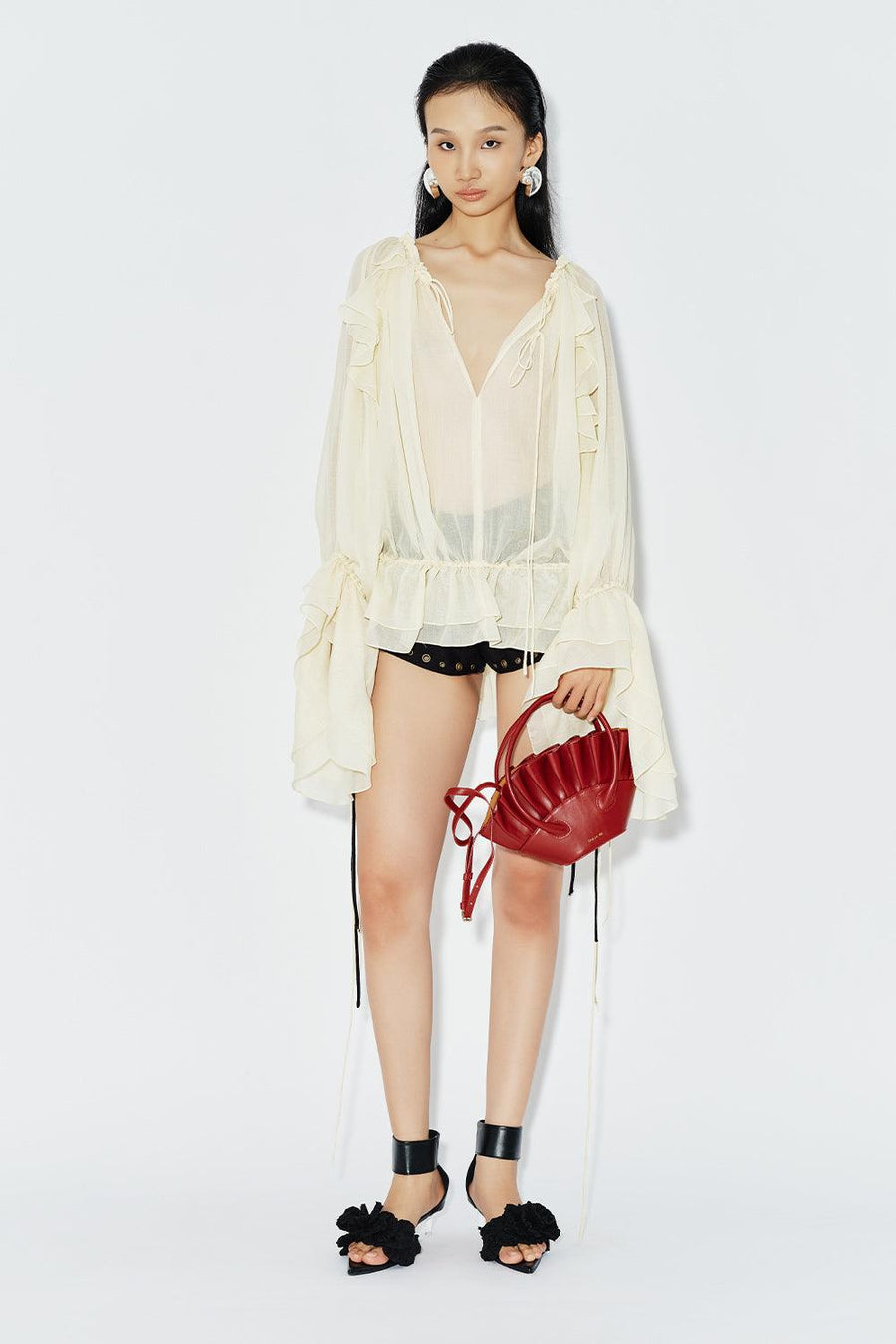 Cactus Straight Tie String Chiffon Extra Short Length Shorts Shorts DAS LA VIE