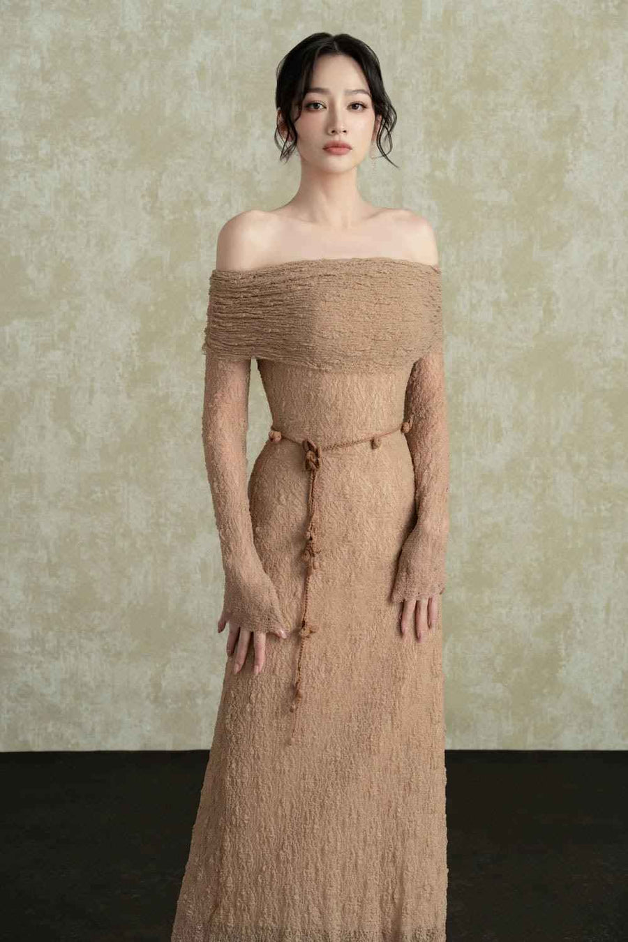 Hazel A-line Off-Shoulder Spandex Ankle Length Dress