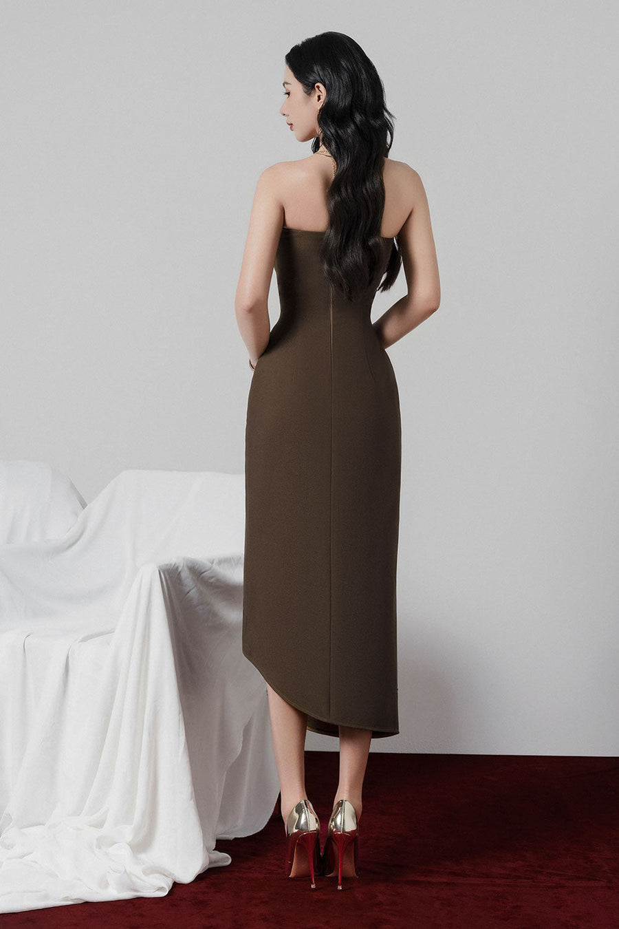 Carmen Strapless Asymmetric Kate Midi Dress 3