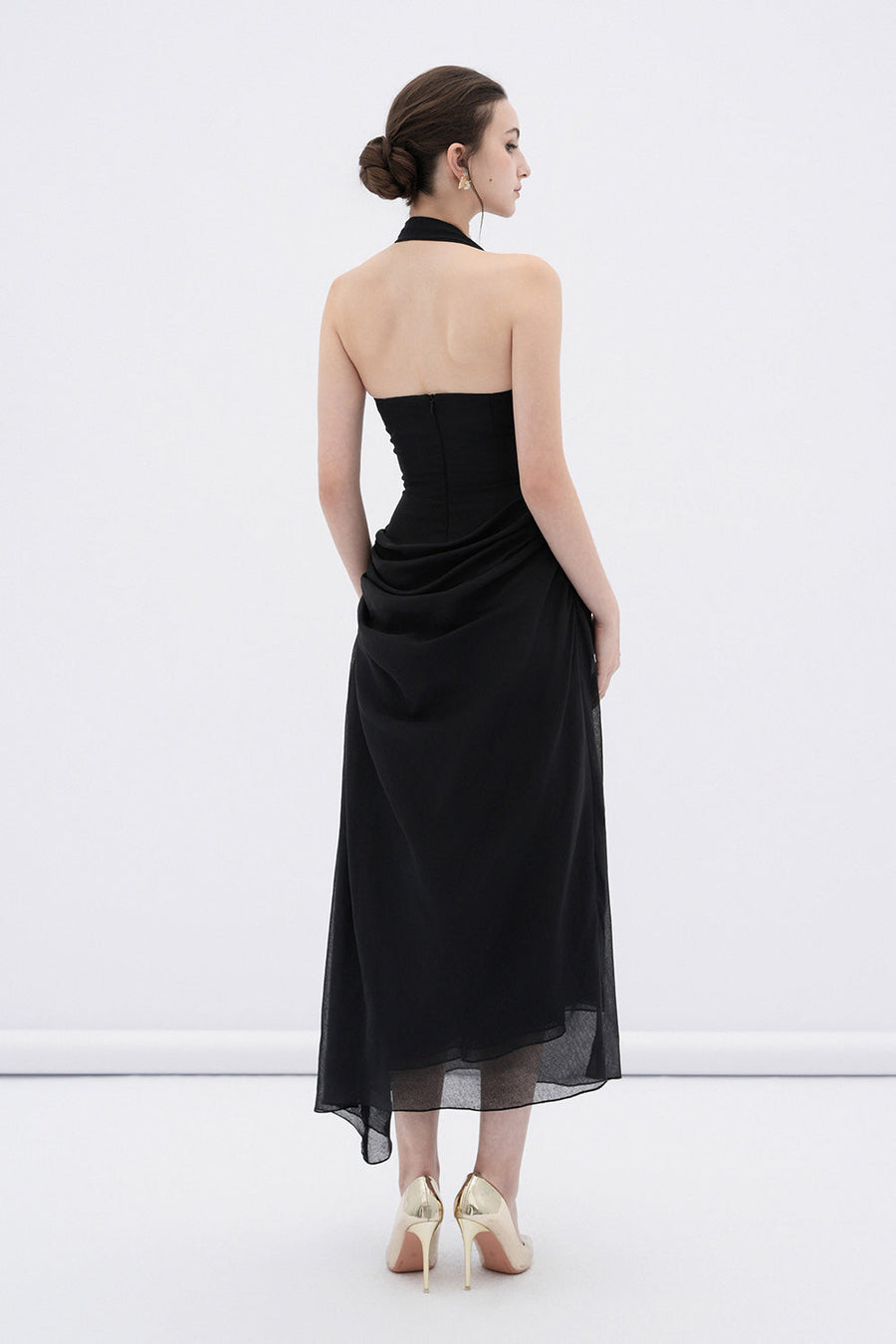 Elowen A-line Halter Neck Linen Midi Dress 11