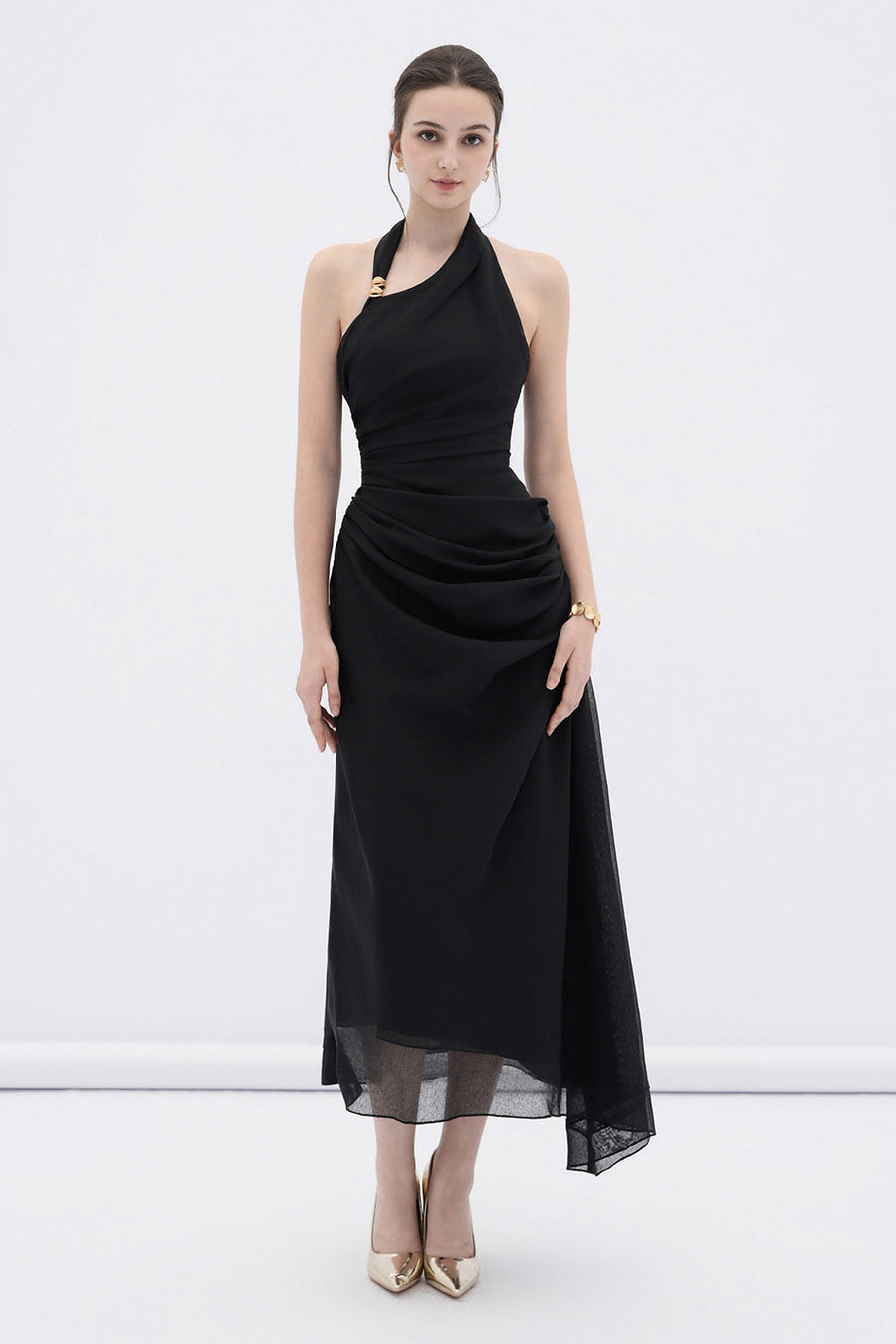 Elowen A-line Halter Neck Linen Midi Dress 7