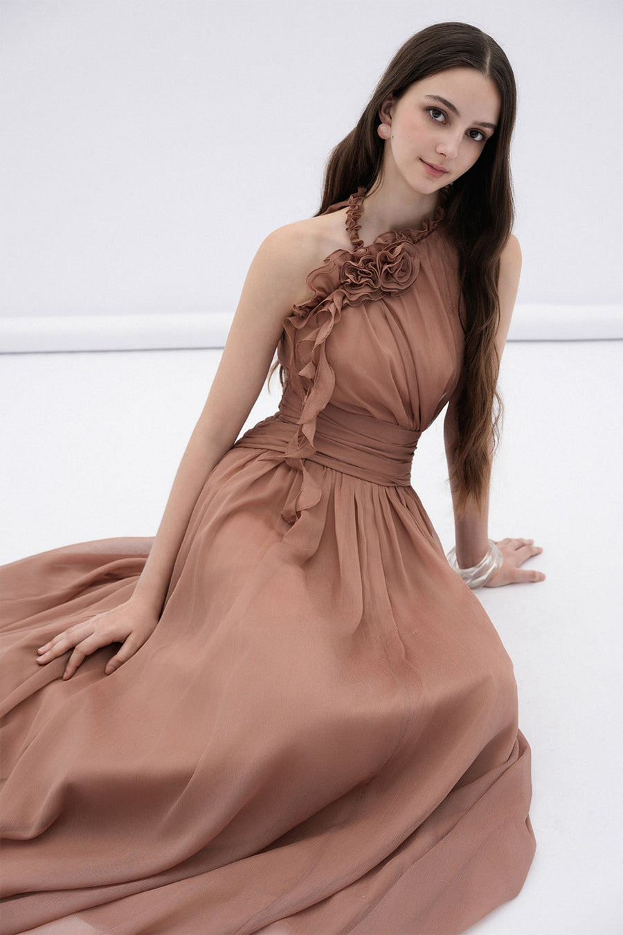 Mireille A-line Flared Chiffon Maxi Dress 3