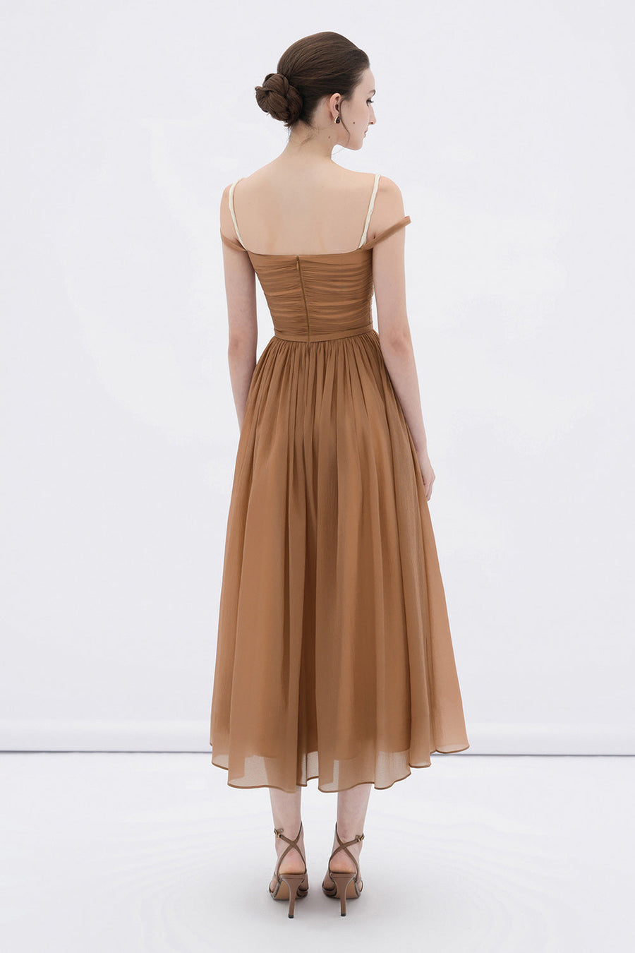 Cornish A-line Cold Shoulder Sleeved Voile Midi Dress 3
