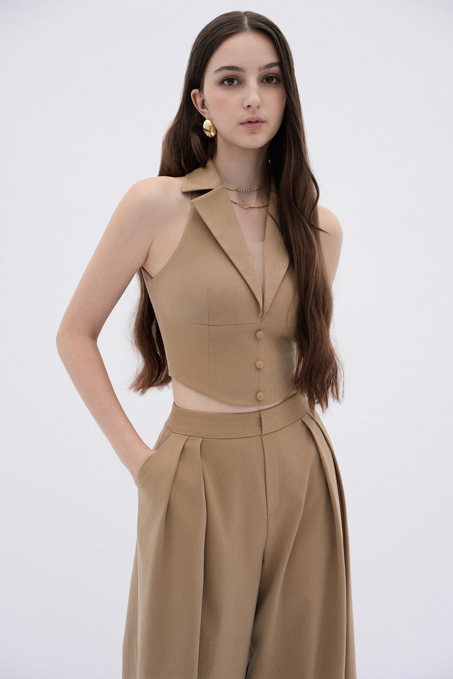Stella Straight Wide Leg Khaki Floor Length Pants 2