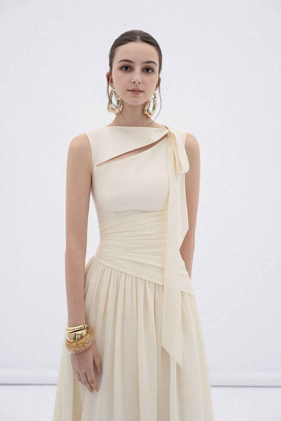 Ciel A-line Cut-Out Silk Linen Maxi Dress