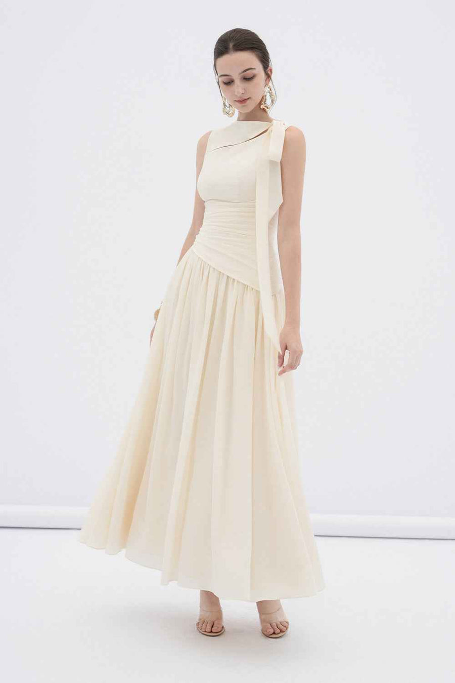 Ciel A-line Cut-Out Silk Linen Maxi Dress
