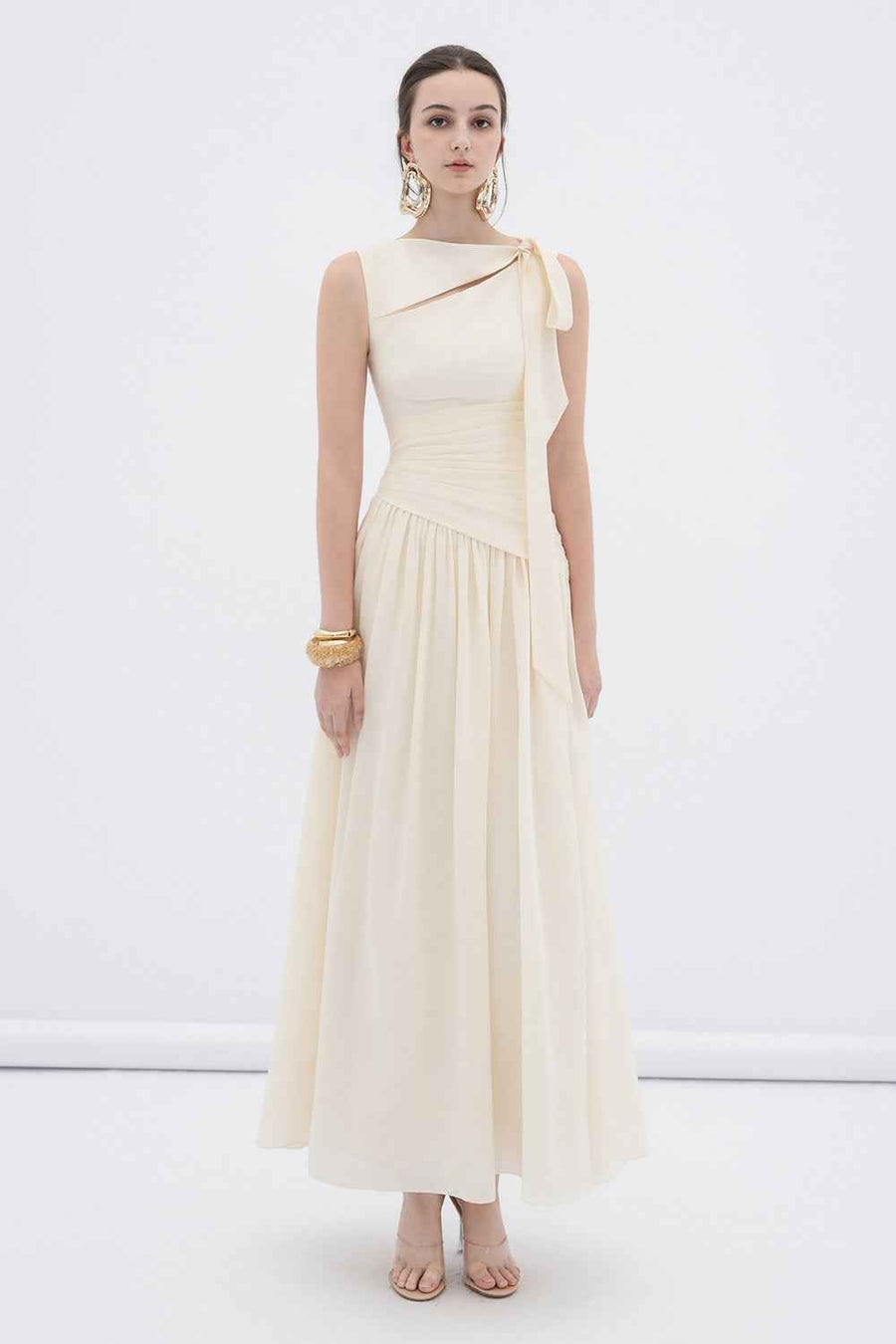Ciel A-line Cut-Out Silk Linen Maxi Dress