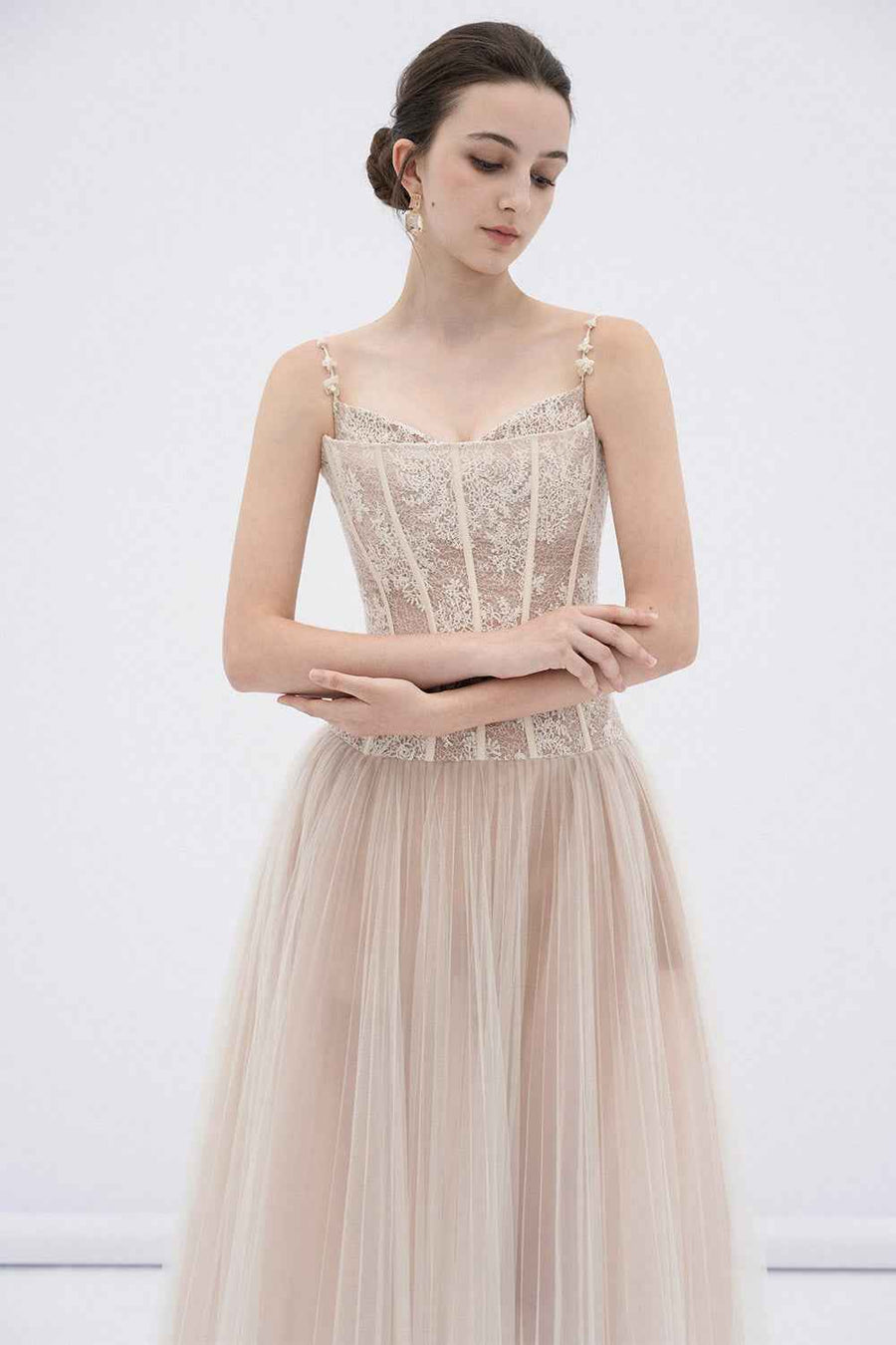 Alizea Drop Waist Corset Waist Lace Maxi Dress