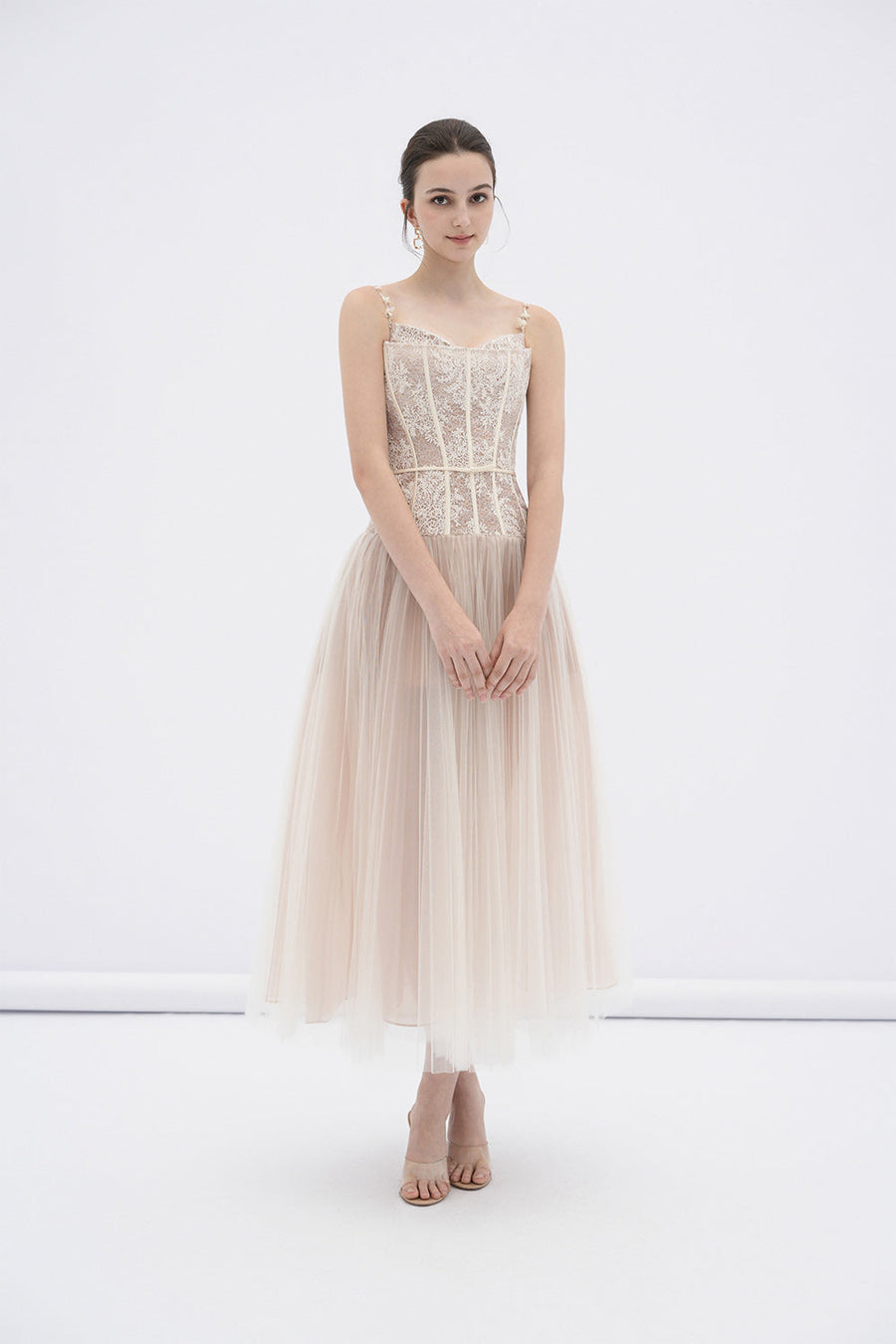 Alizea Drop Waist Corset Waist Lace Maxi Dress 6