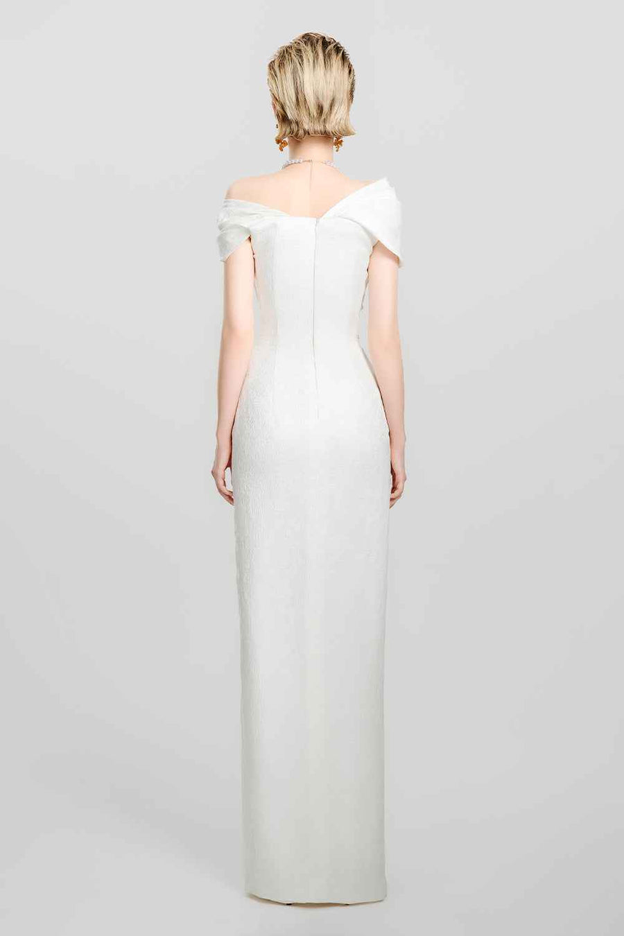 Snow Veil Sheath Side Slit Canvas Maxi Dress