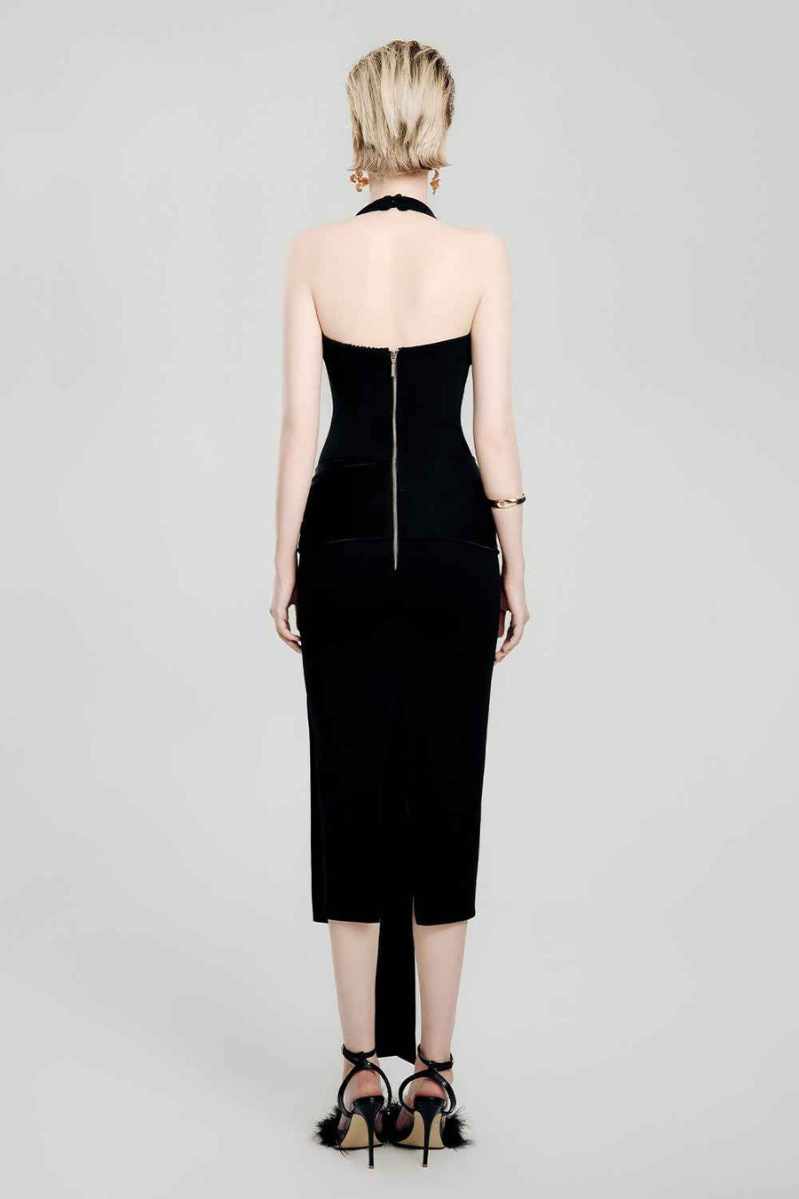 Black Flame Sarong Halter Neck Cotton Voile Midi Dress