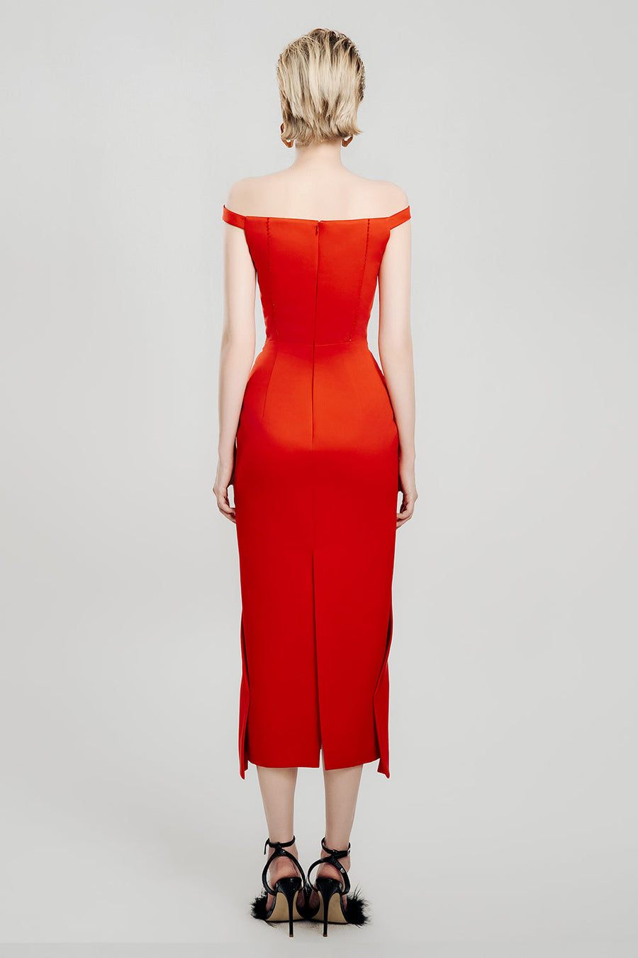Crimson Grace Sheath Twisted Satin Midi Dress 4