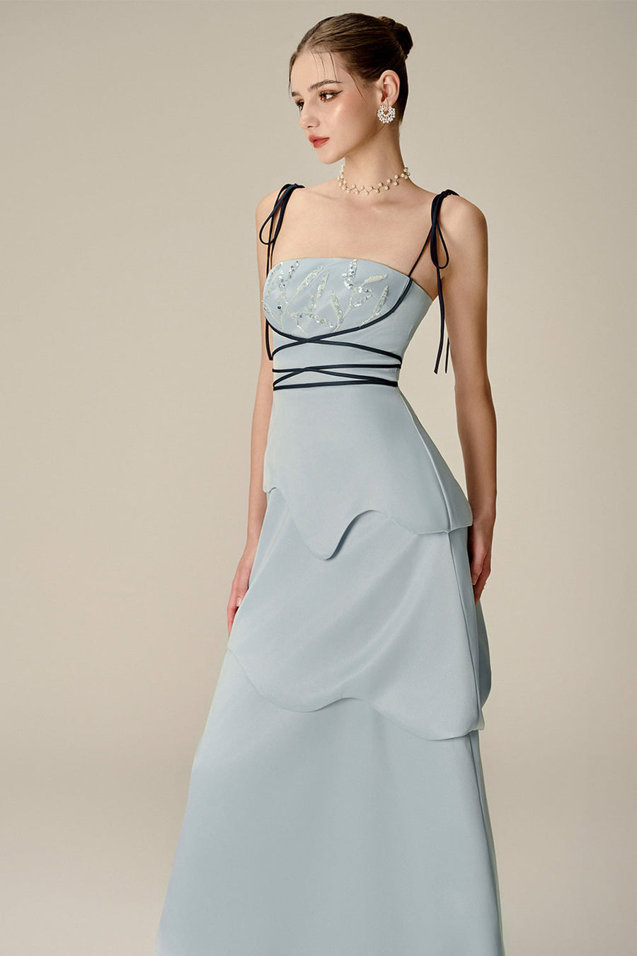 Doris Layered Square Neck Taffeta Midi Dress Midi Dress NHAT VY