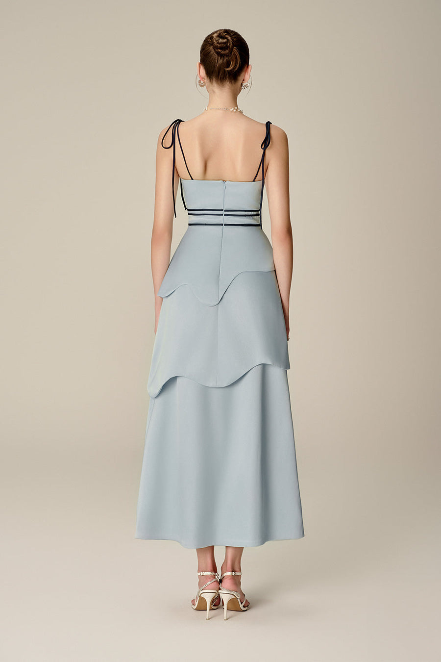 Doris Layered Square Neck Taffeta Midi Dress Midi Dress NHAT VY