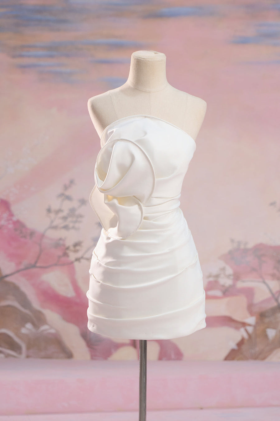Scarlett Strapless Floral Organdy Mini Dress Mini Dress Angeletta