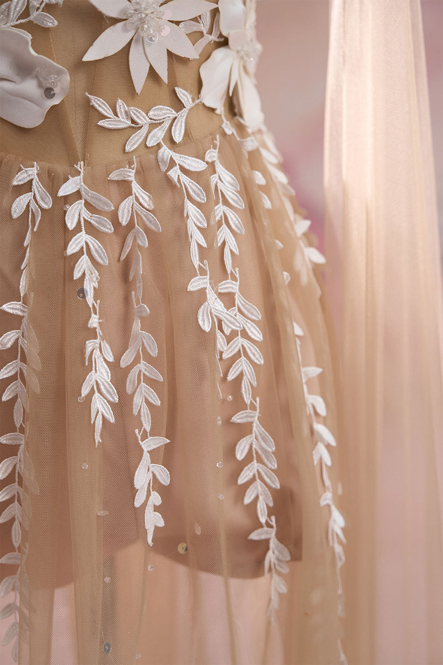 Emma A-line See-Through Mesh Silk Maxi Dress Maxi Dress Angeletta