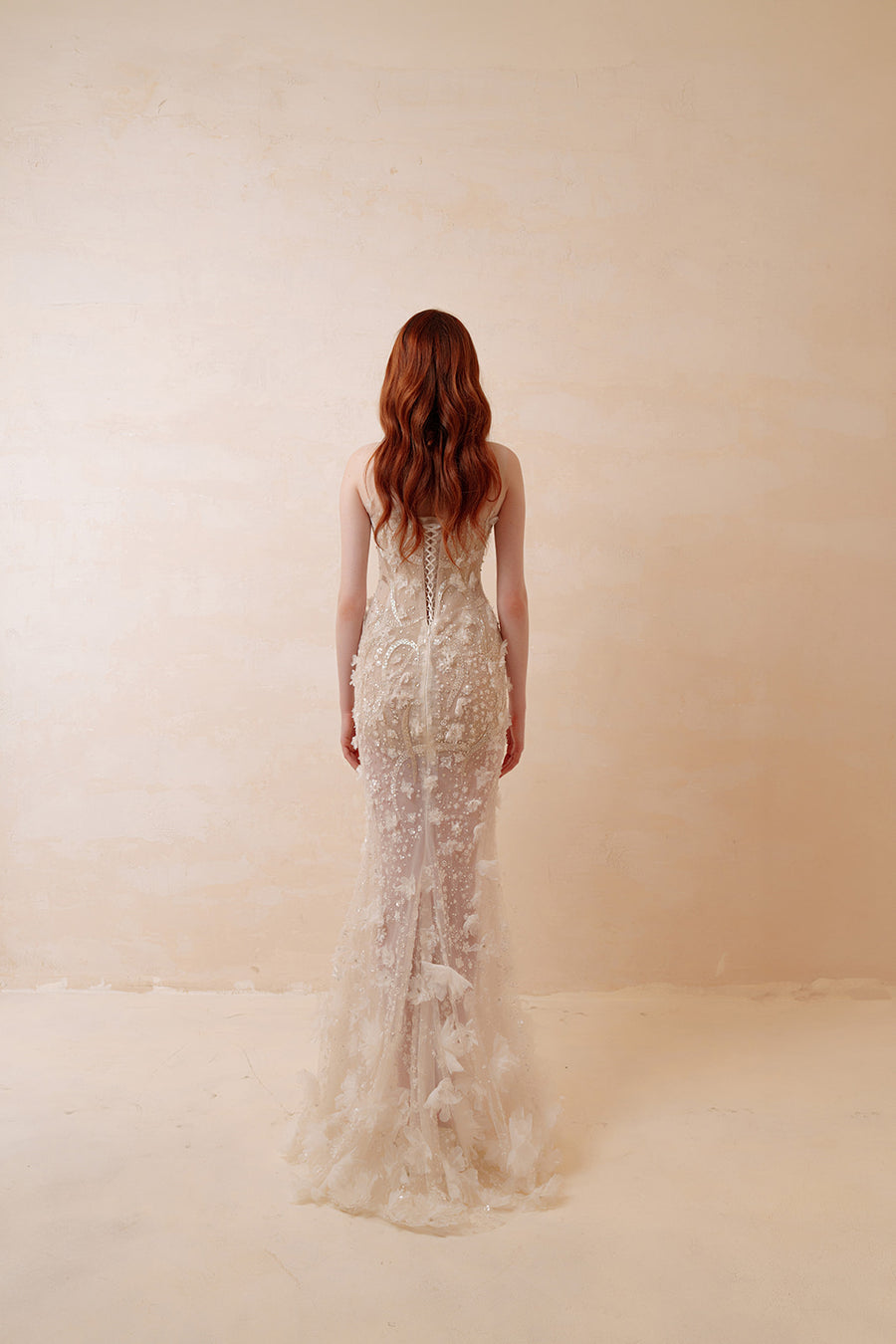 Gilded Glamour Beaded Mermaid Gown - Sculptural Cascading Sleeves & Sweep Train - Champagne Formal Dress Evening Gowns ressalina2