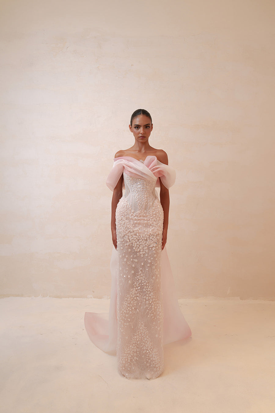 Champagne Sequin V-Neck Mermaid Gown - Gold Beaded Formal Prom & Gala Dress Evening Gowns RESSALINA