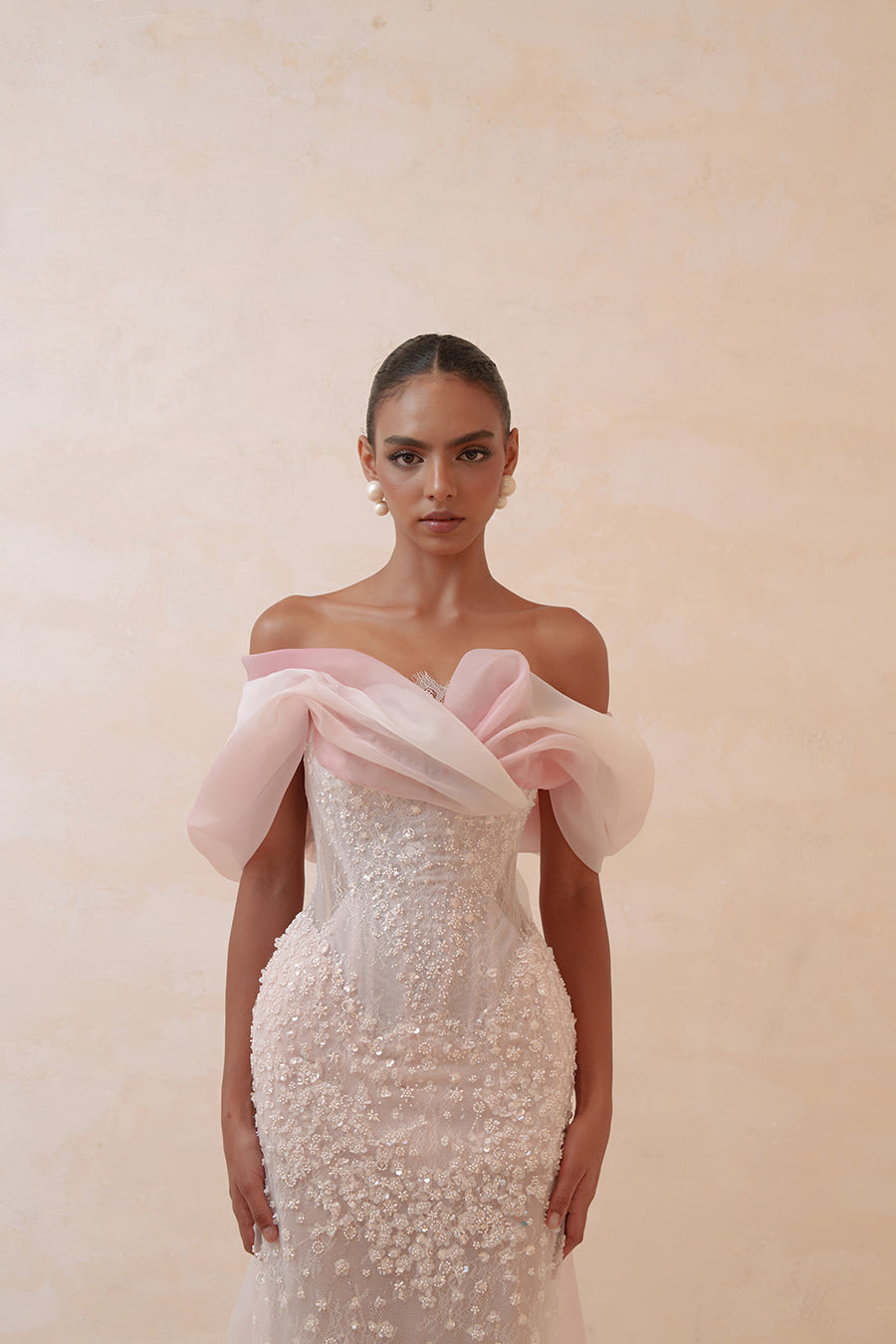 Champagne Sequin V-Neck Mermaid Gown - Gold Beaded Formal Prom & Gala Dress Evening Gowns RESSALINA