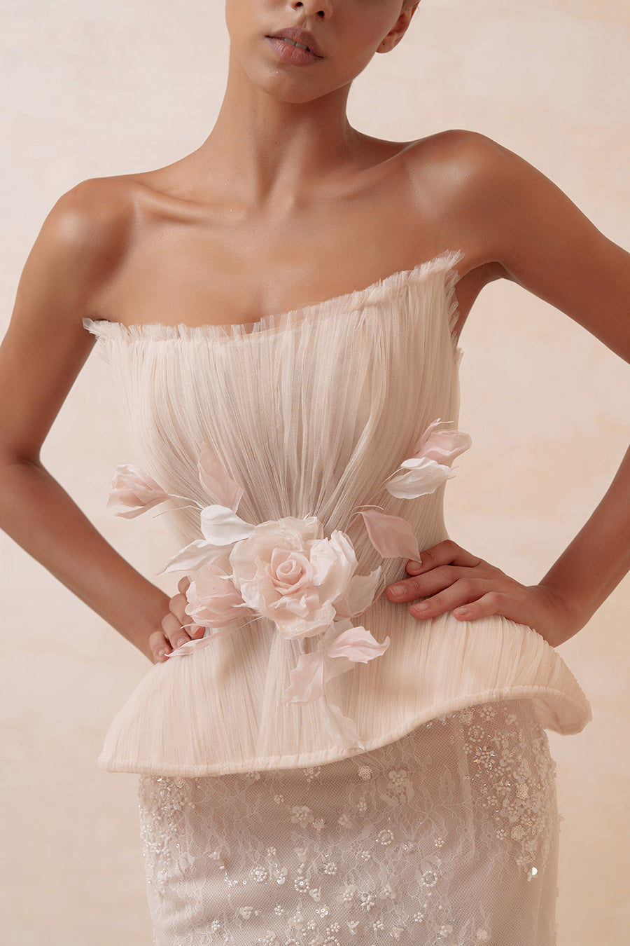 Blush Sparkle Strapless Mermaid Gown - All-Over Beaded Open Back Prom & Gala Dress Dresses ressalina2