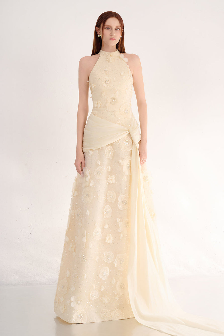 Jovie A-line Halter Neck Polyester Maxi Dress 4